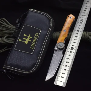 Damascus Steel Folding Camp Knife