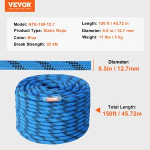 VEVOR 12.7mm Static Rock Climbing Rope