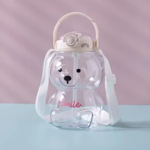 Cute Bear Straw Water Bottle 1000ml