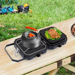 Dual Burner Gas Stove: Folding Outdoor BBQ Cooktop